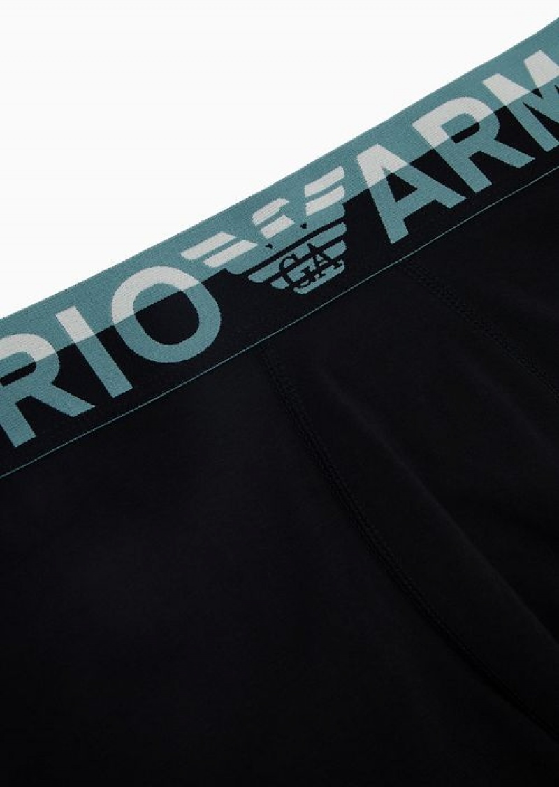 Black Emporio Armani Armani Sustainability Values Megalogo Organic-cotton Boxer Briefs | EA-SN58783