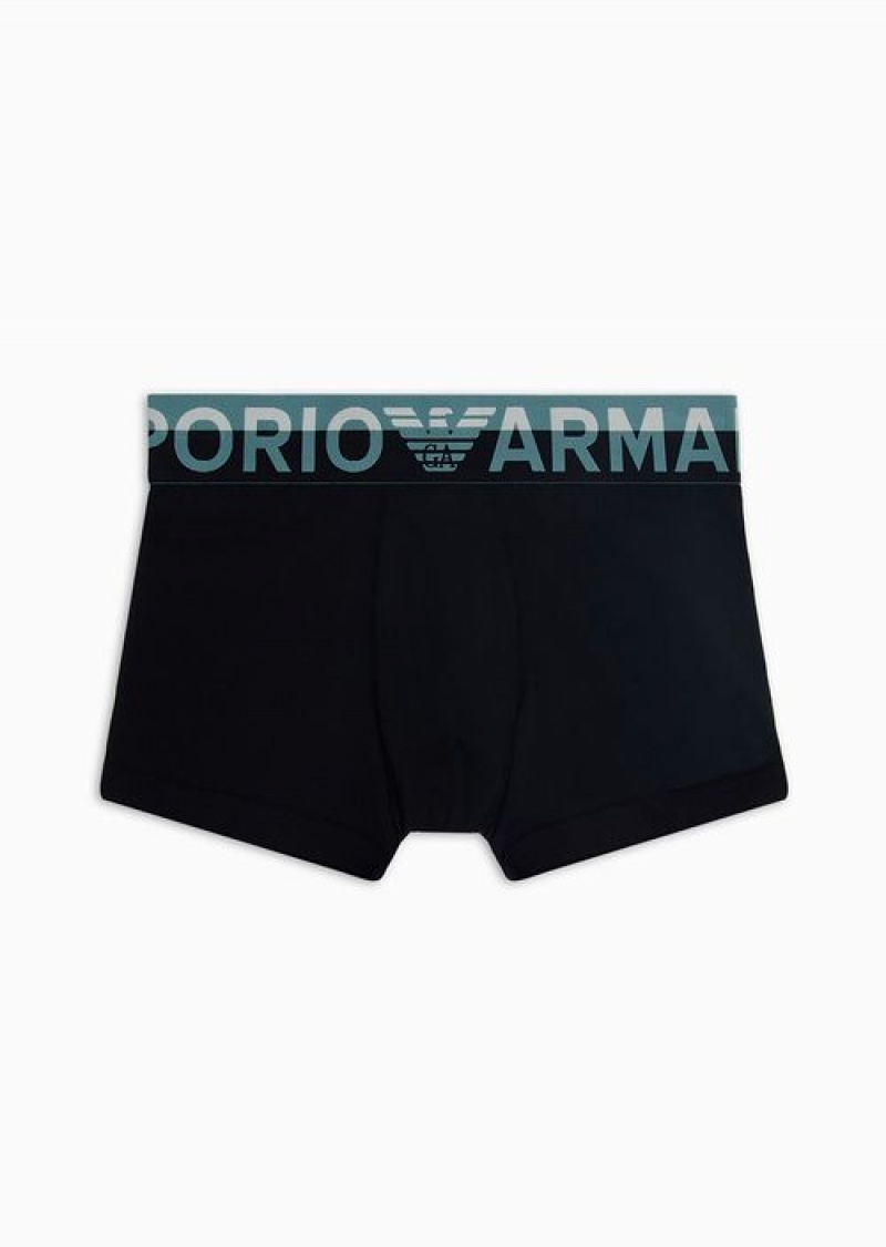 Black Emporio Armani Armani Sustainability Values Megalogo Organic-cotton Boxer Briefs | EA-SN58783