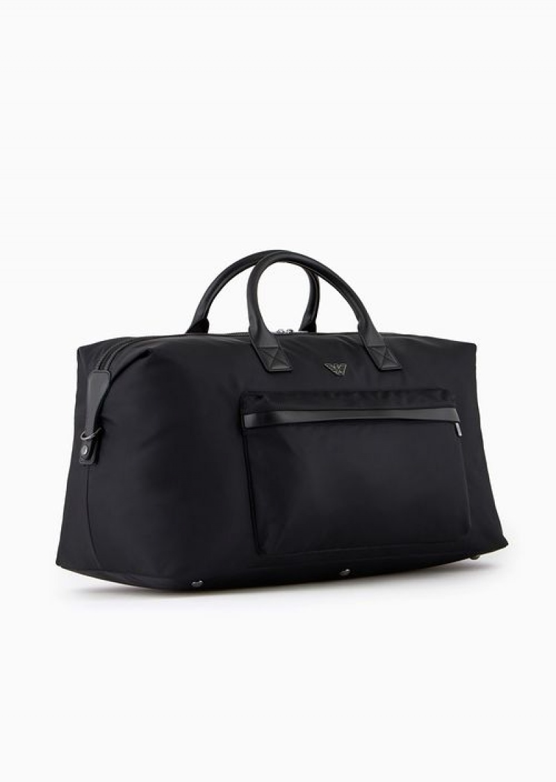 Black Emporio Armani Armani Sustainability Values Recycled Nylon Weekend Bag | EA-SN59109