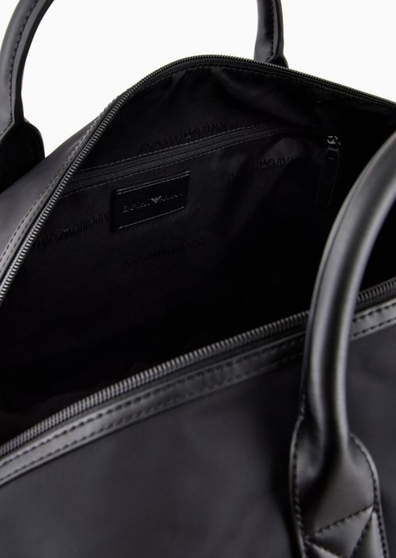 Black Emporio Armani Armani Sustainability Values Recycled Nylon Weekend Bag | EA-SN59109