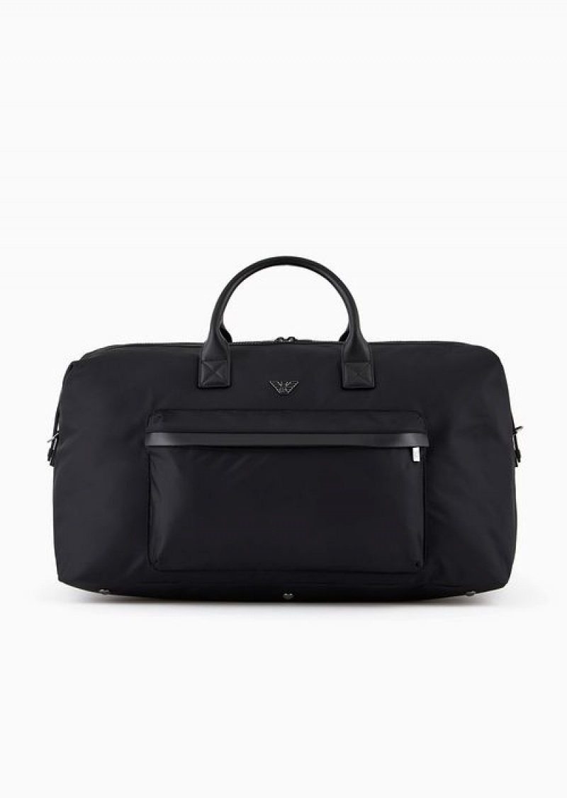 Black Emporio Armani Armani Sustainability Values Recycled Nylon Weekend Bag | EA-SN59109