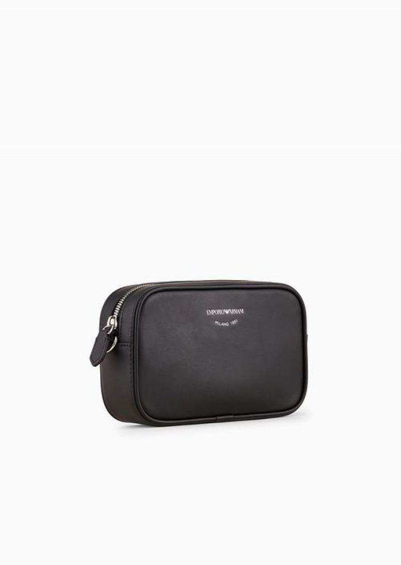 Black Emporio Armani Asv Crossbody Camera Case In Ecological Leather | EA-SN57343