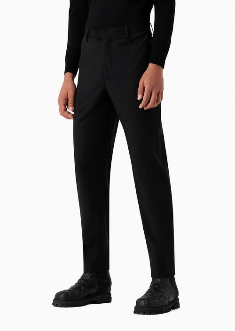 Black Emporio Armani Asv E_performance Virgin-wool Chinos | EA-SN58337