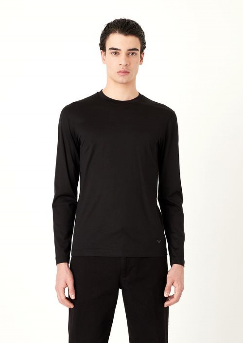 Black Emporio Armani Asv Lyocell-blend Jersey Jumper | EA-SN58672