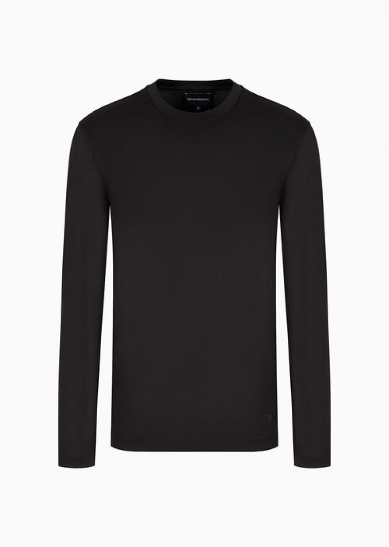 Black Emporio Armani Asv Lyocell-blend Jersey Jumper | EA-SN58672