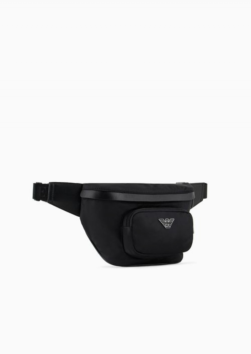 Black Emporio Armani Asv Recycled Nylon Belt Bag | EA-SN59045