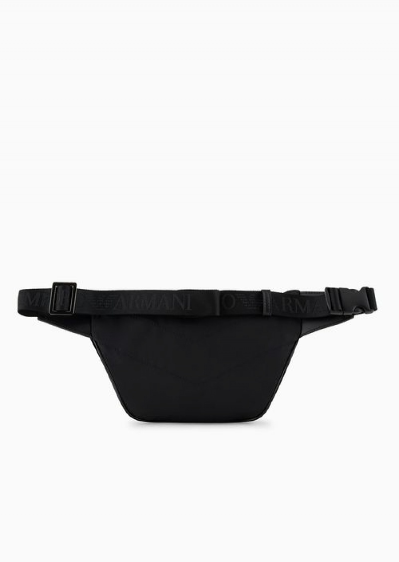 Black Emporio Armani Asv Recycled Nylon Belt Bag | EA-SN59045