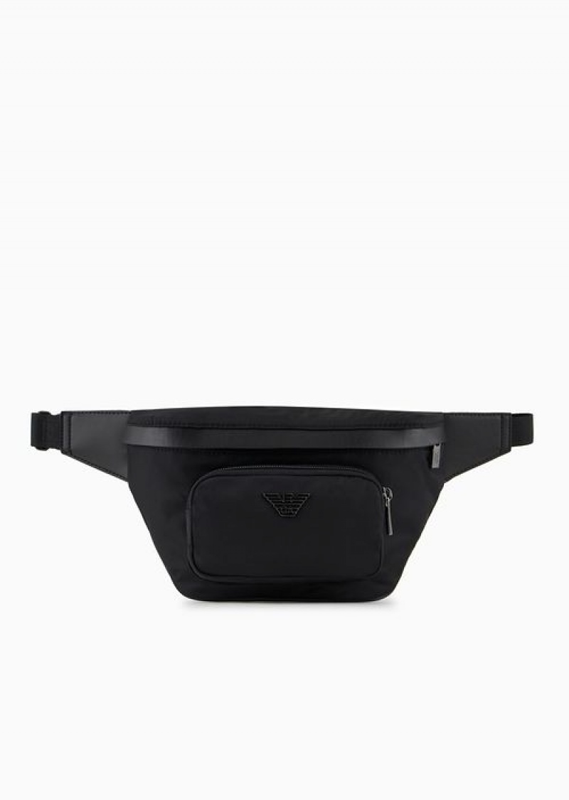 Black Emporio Armani Asv Recycled Nylon Belt Bag | EA-SN59045