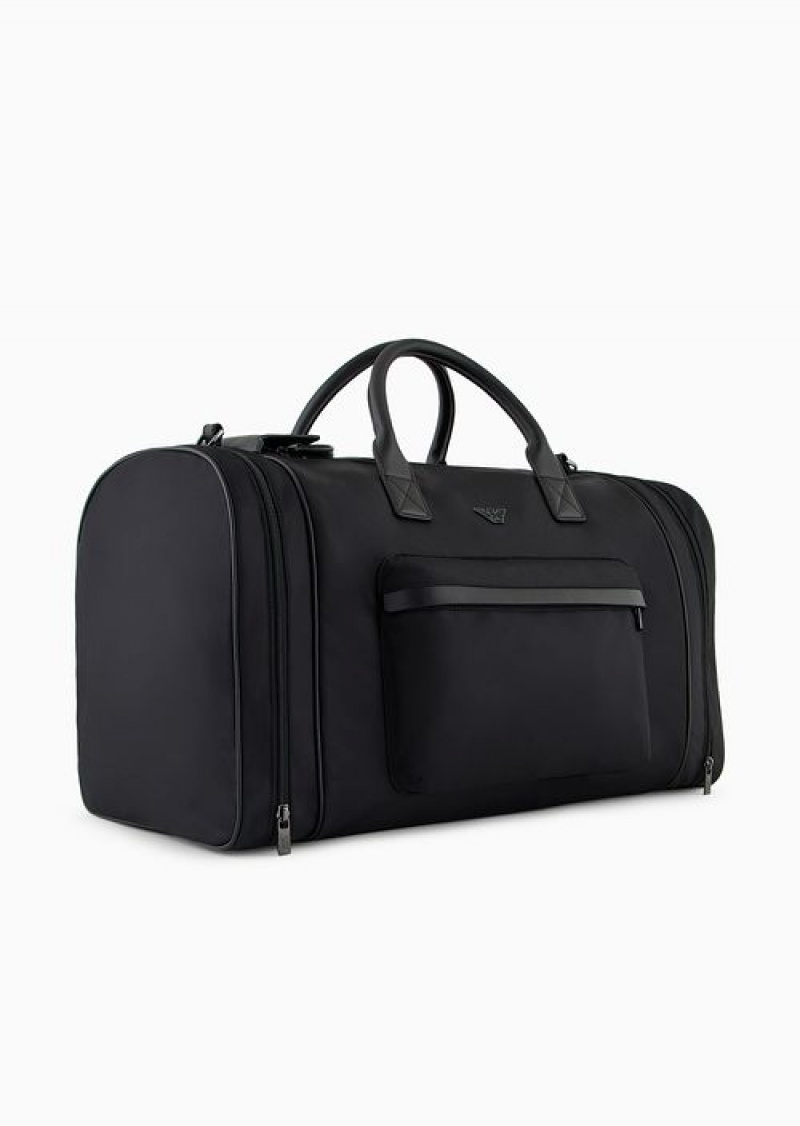 Black Emporio Armani Asv Recycled Nylon Weekend Bag | EA-SN59092