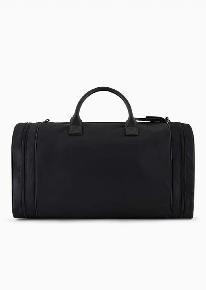 Black Emporio Armani Asv Recycled Nylon Weekend Bag | EA-SN59092