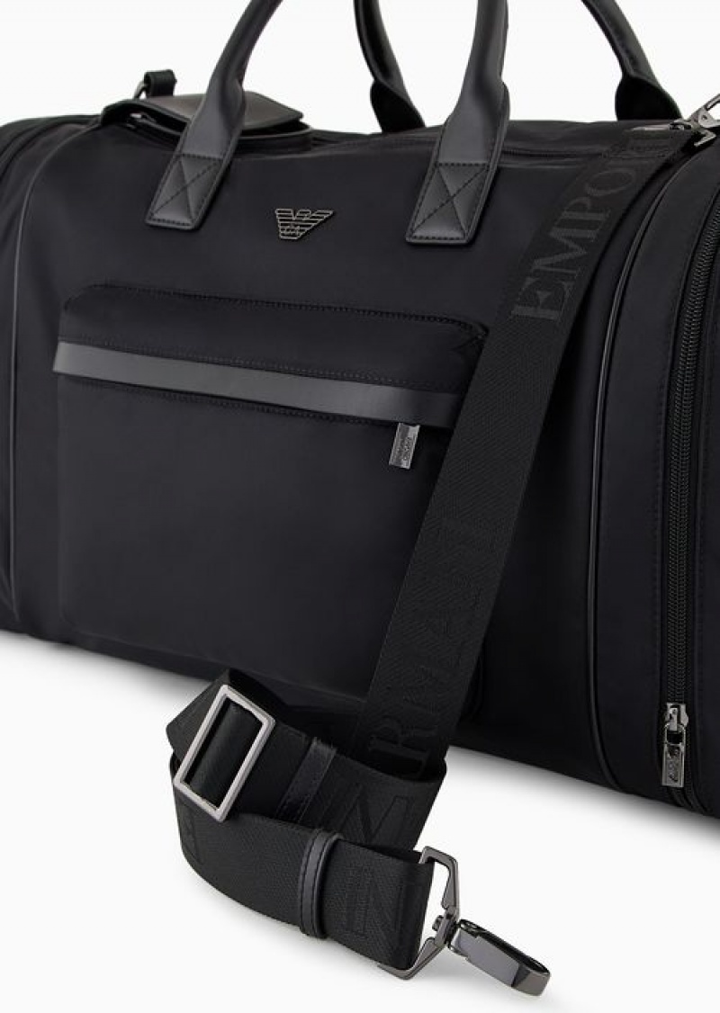 Black Emporio Armani Asv Recycled Nylon Weekend Bag | EA-SN59092