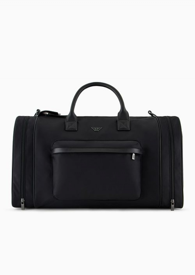 Black Emporio Armani Asv Recycled Nylon Weekend Bag | EA-SN59092