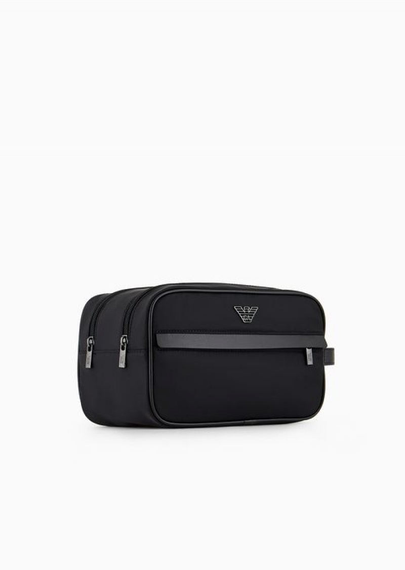 Black Emporio Armani Asv Recycled Nylon Washbag | EA-SN59277