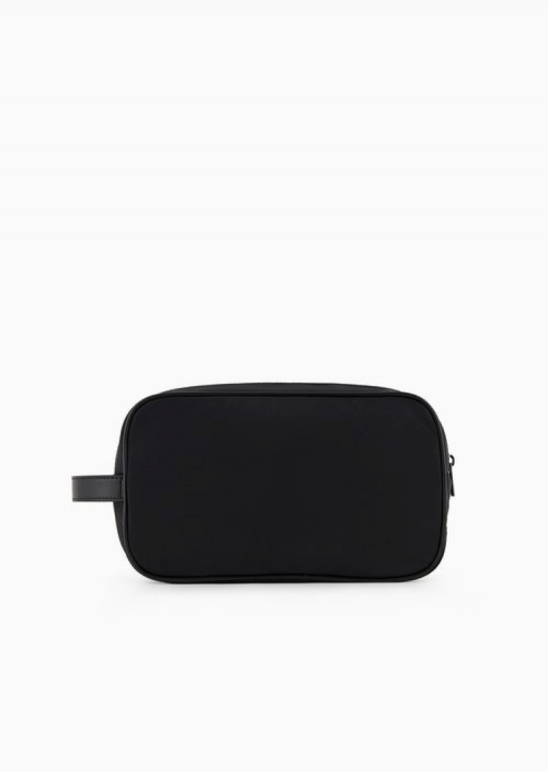 Black Emporio Armani Asv Recycled Nylon Washbag | EA-SN59277