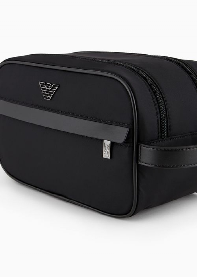 Black Emporio Armani Asv Recycled Nylon Washbag | EA-SN59277