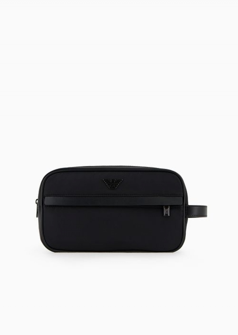 Black Emporio Armani Asv Recycled Nylon Washbag | EA-SN59277