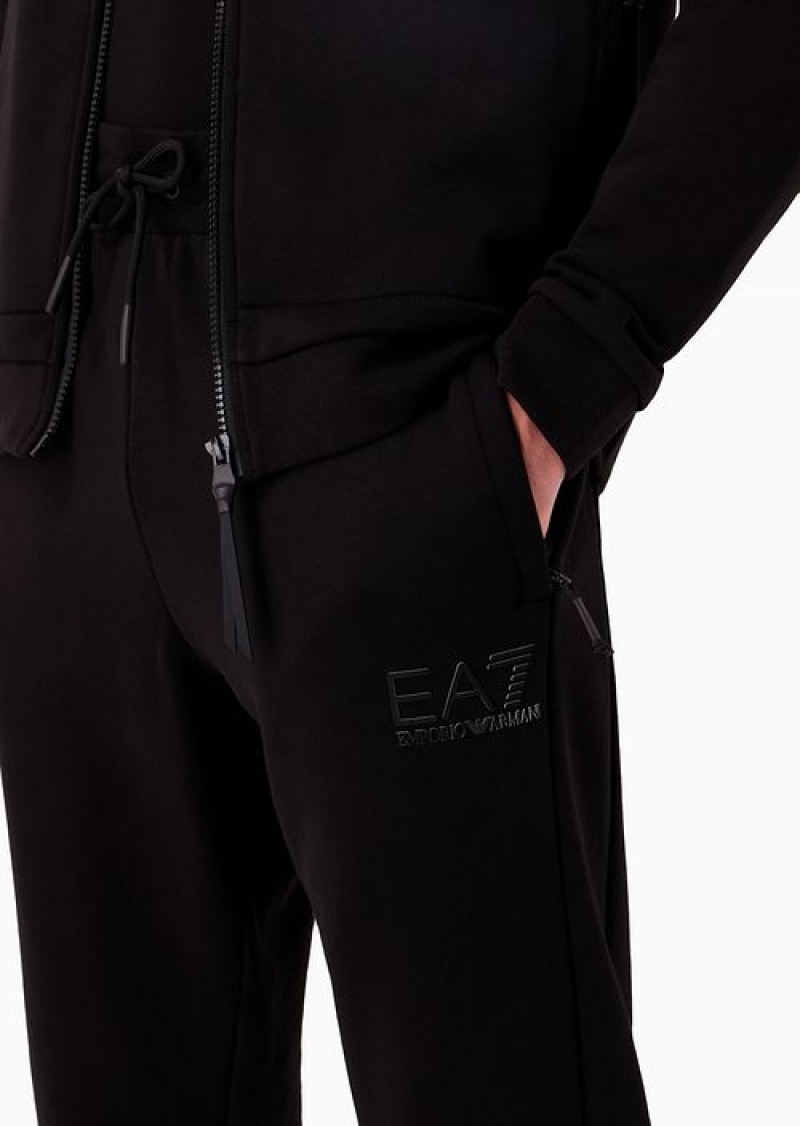 Black Emporio Armani Athletic Colour Block Cotton-blend Tracksuit | EA7-SN59894