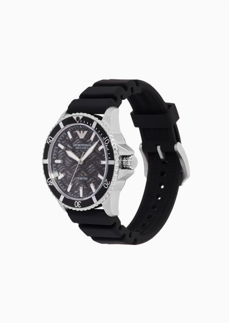 Black Emporio Armani Automatic Black Silicone Watch | EA-SN59367