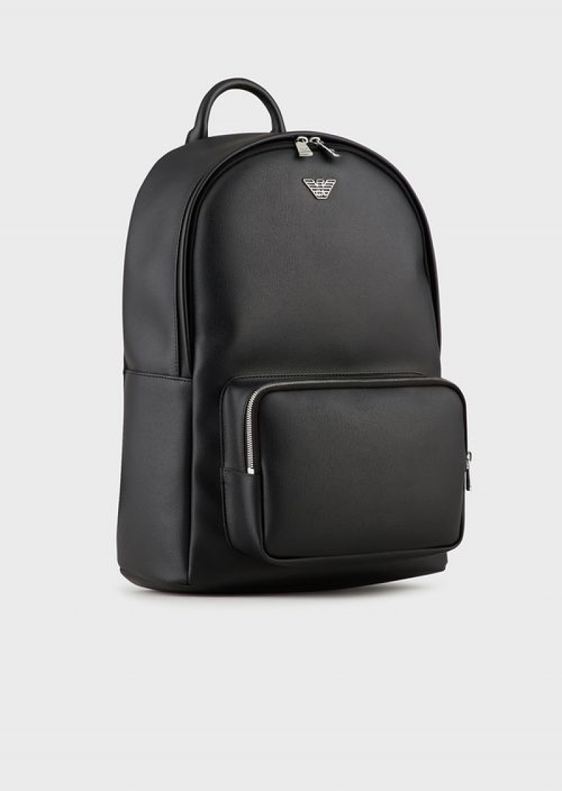 Black Emporio Armani Backpack With Eagle Plaque | EA-SN59028