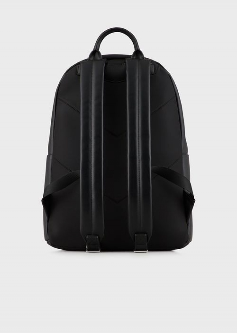 Black Emporio Armani Backpack With Eagle Plaque | EA-SN59028