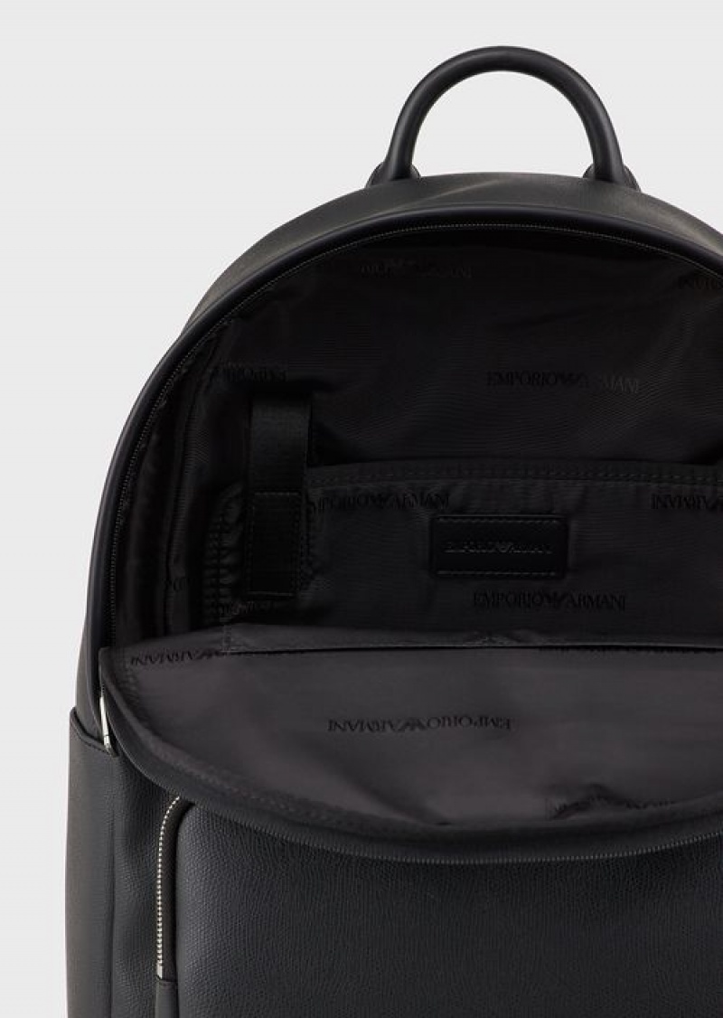 Black Emporio Armani Backpack With Eagle Plaque | EA-SN59028