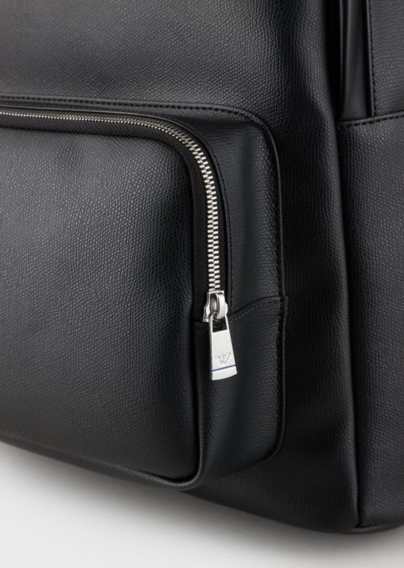 Black Emporio Armani Backpack With Eagle Plaque | EA-SN59028