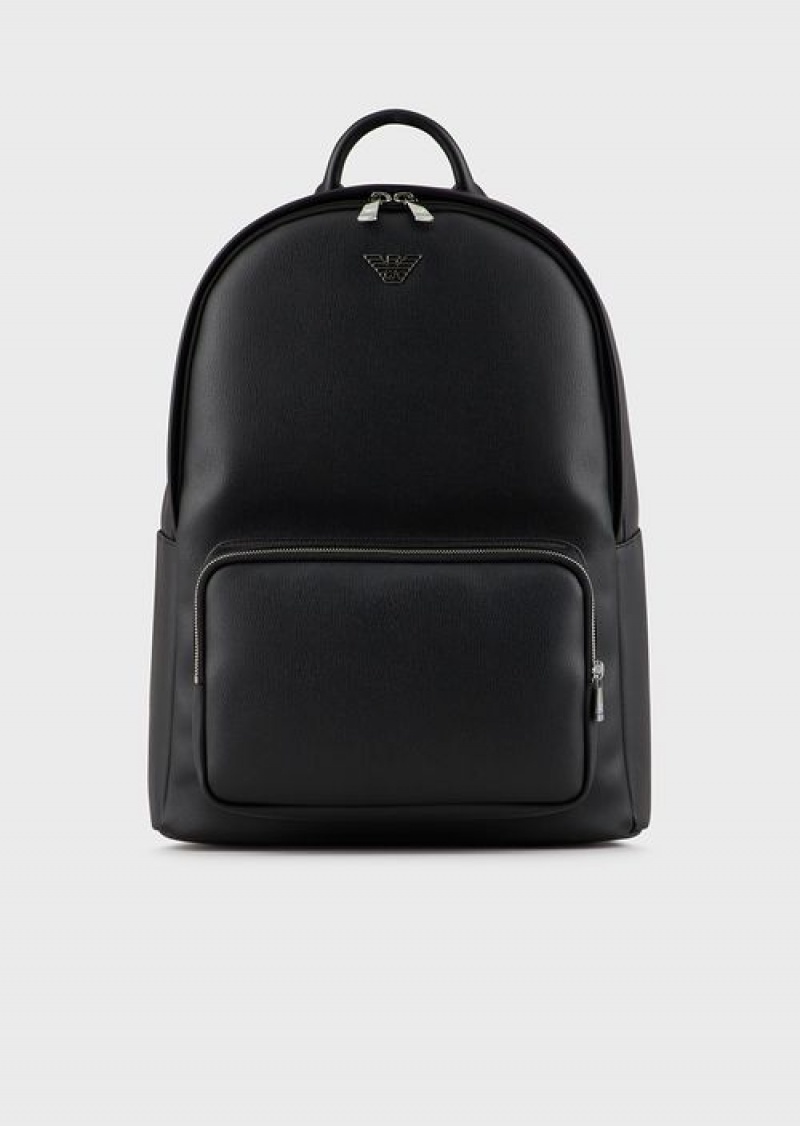 Black Emporio Armani Backpack With Eagle Plaque | EA-SN59028