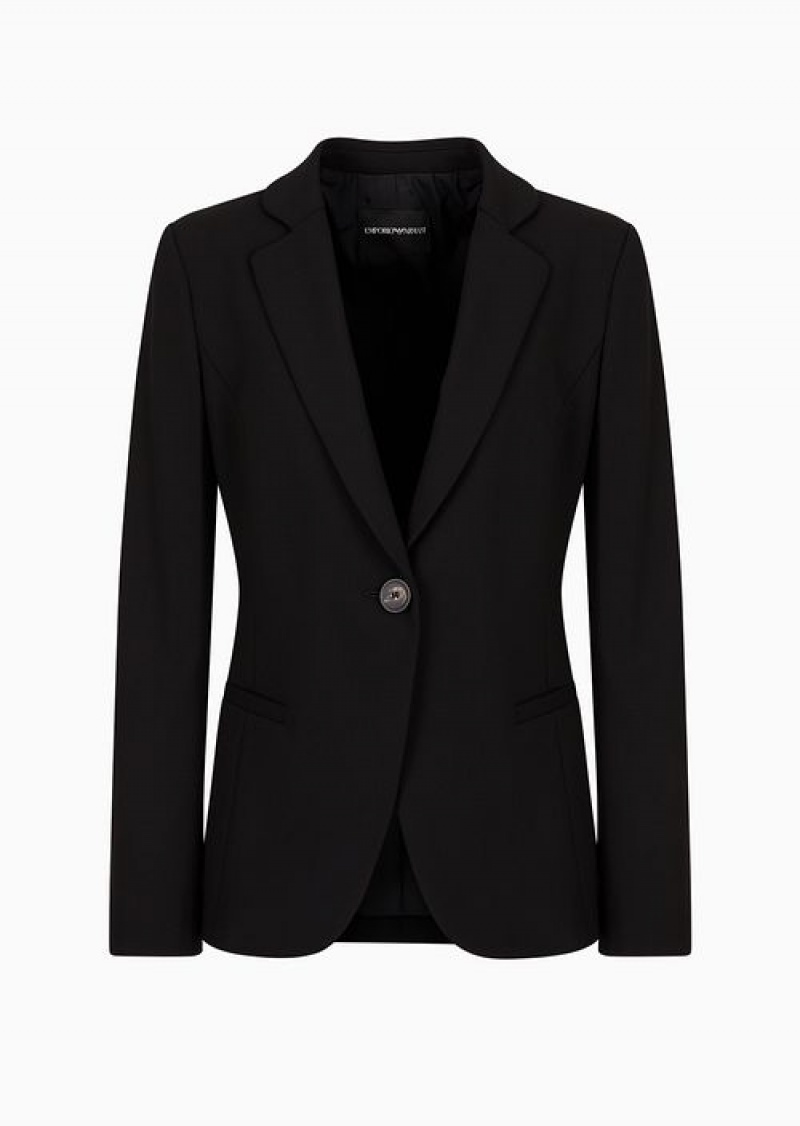 Black Emporio Armani Barathea-wool Single-breasted Jacket | EA-SN56464