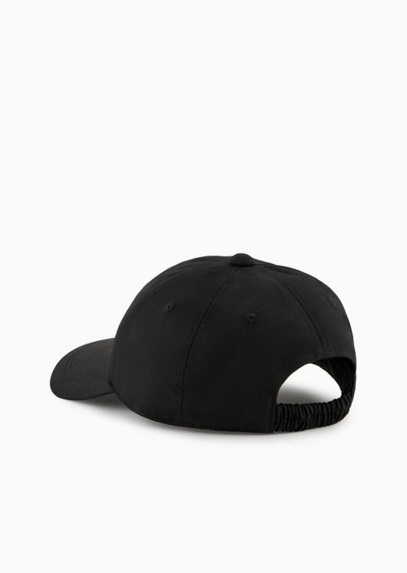 Black Emporio Armani Baseball Cap With Embroidered Logo | EA-SN59172