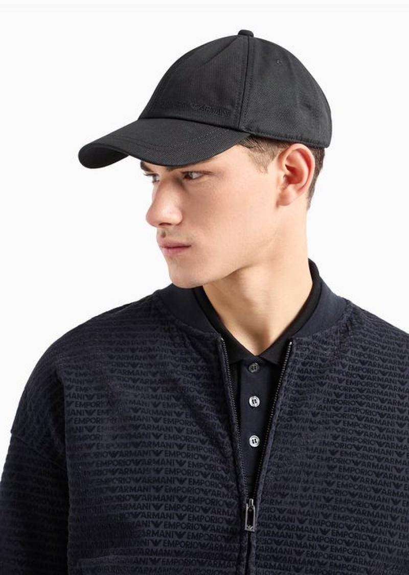 Black Emporio Armani Baseball Cap With Embroidered Logo | EA-SN59172