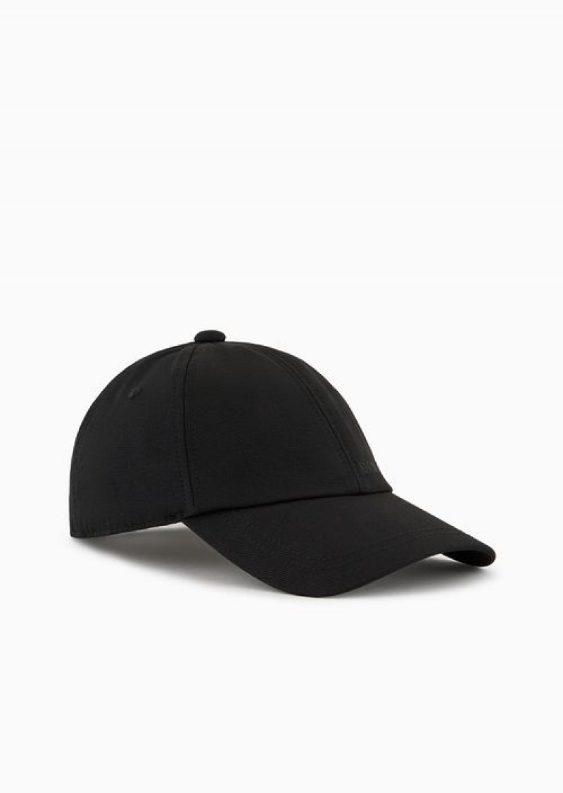 Black Emporio Armani Baseball Cap With Embroidered Logo | EA-SN59172