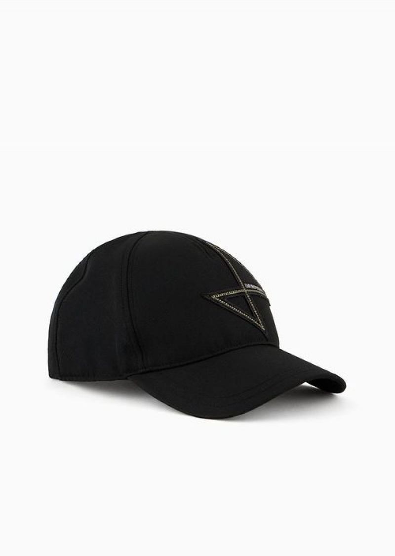 Black Emporio Armani Baseball Cap With Sail Patch | EA-SN59202