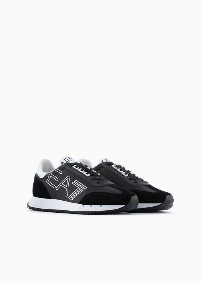 Black Emporio Armani Black And White Vintage Sneakers | EA7-SN59750