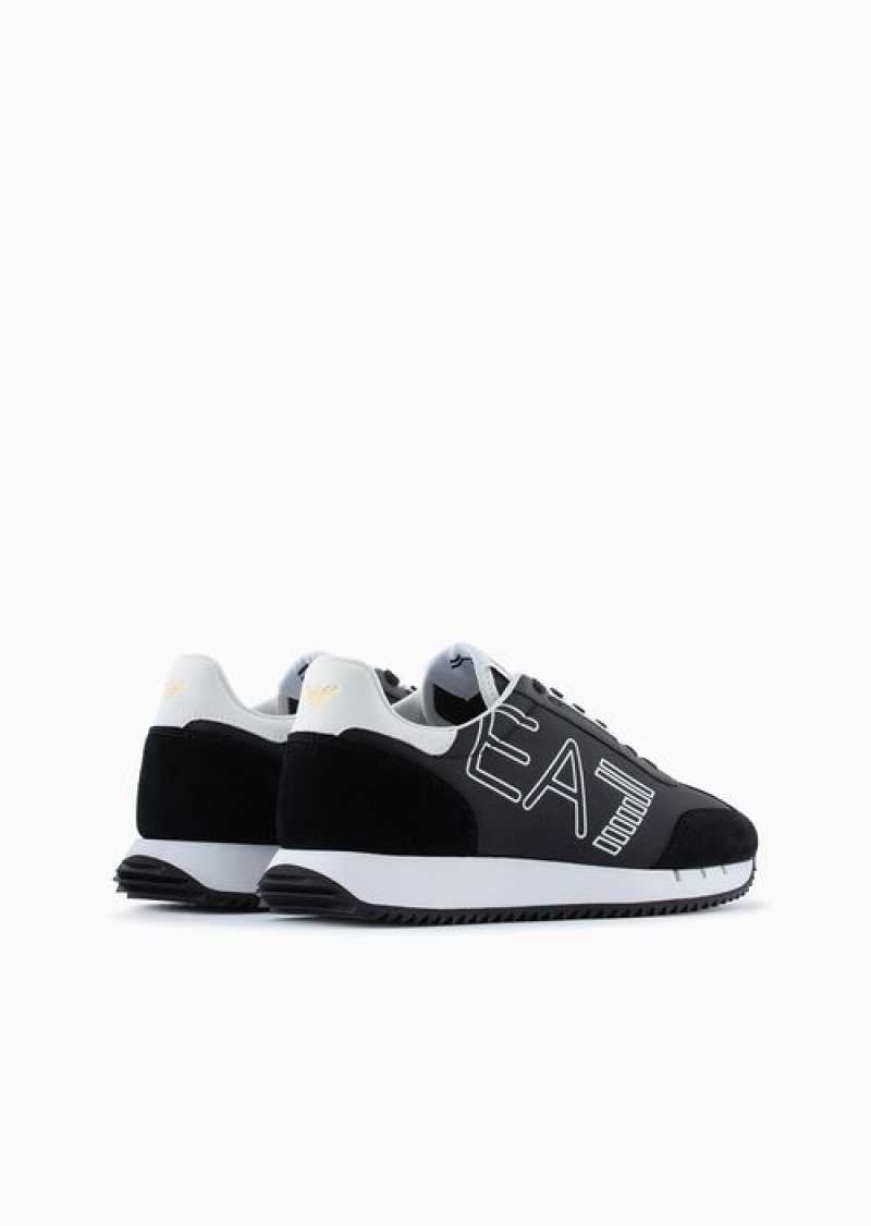 Black Emporio Armani Black And White Vintage Sneakers | EA7-SN59750