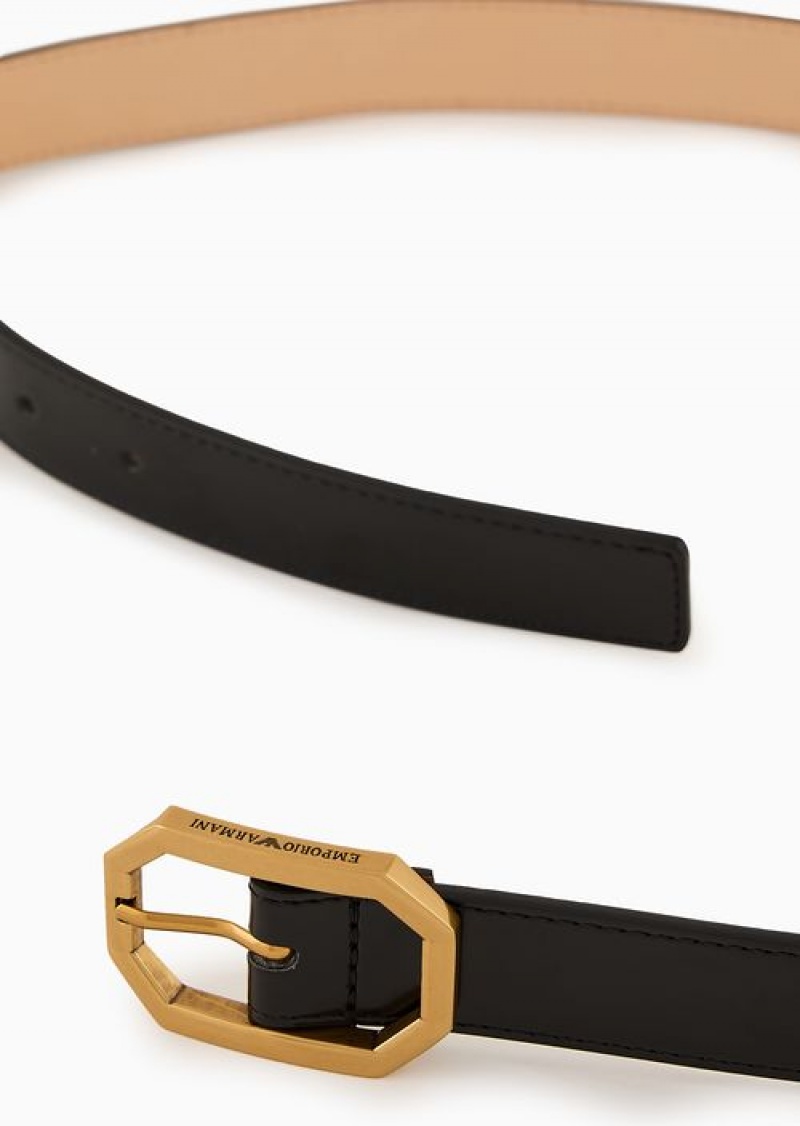 Black Emporio Armani Brushed Finish Belt | EA-SN57446