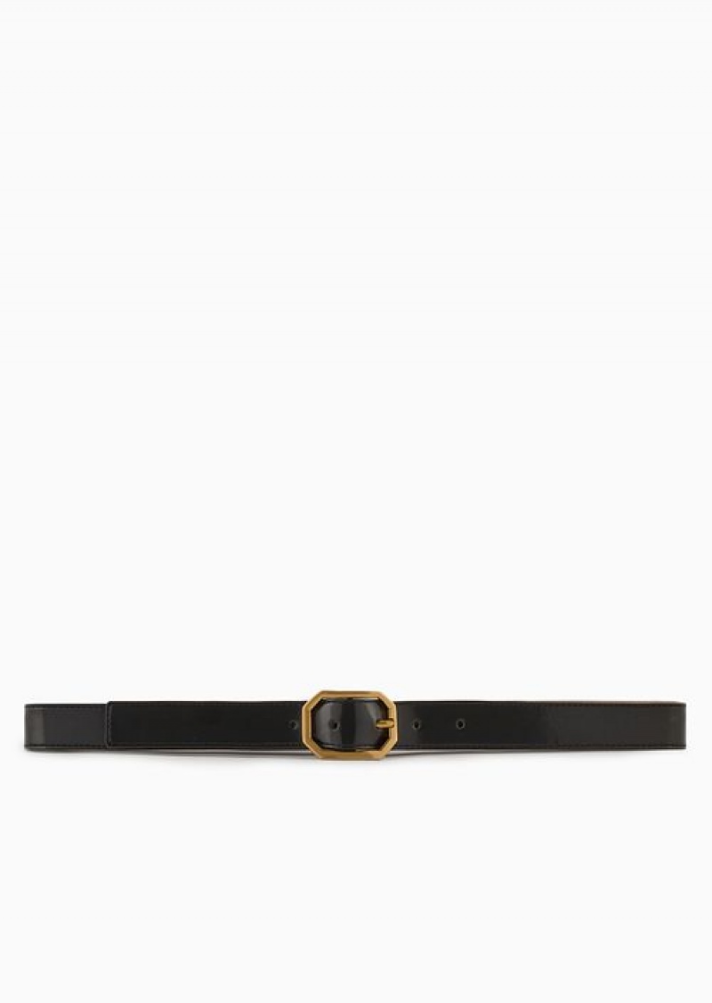 Black Emporio Armani Brushed Finish Belt | EA-SN57446