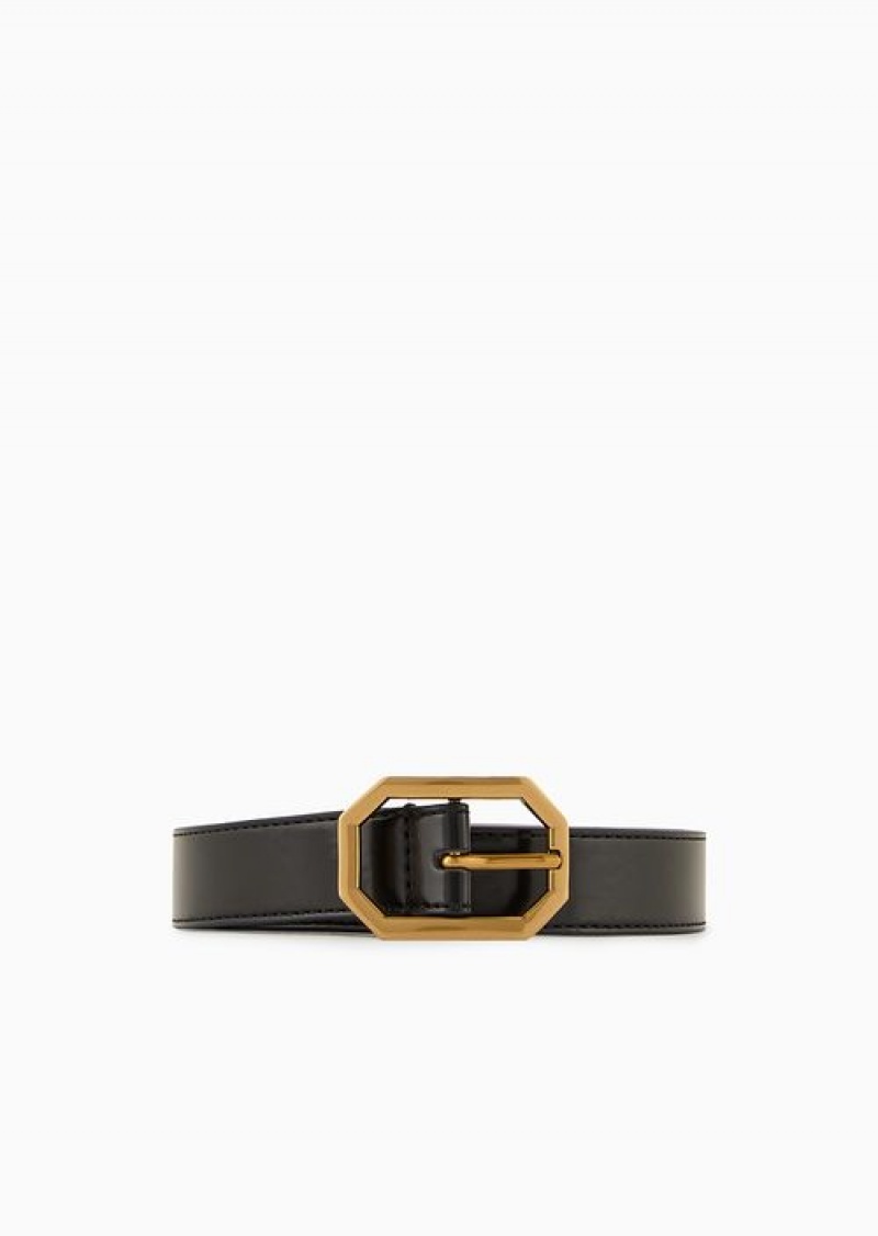 Black Emporio Armani Brushed Finish Belt | EA-SN57446