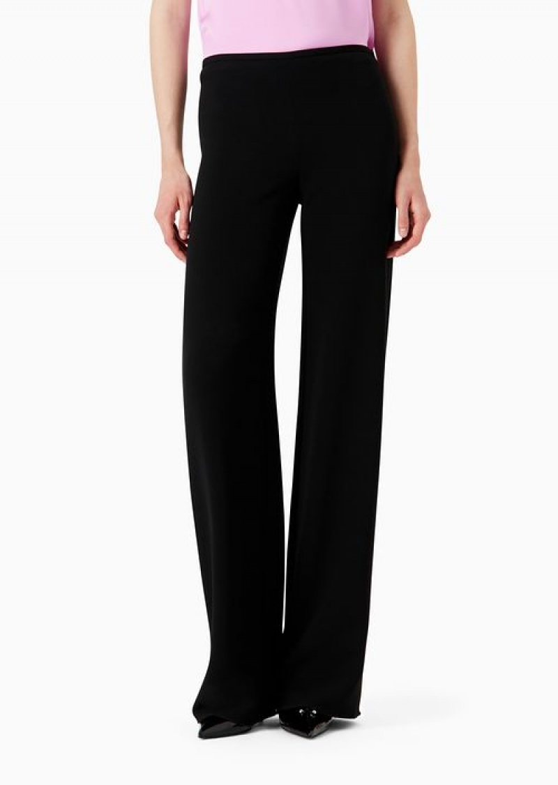 Black Emporio Armani Cady CrêPe Palazzo Trousers | EA-SN56868