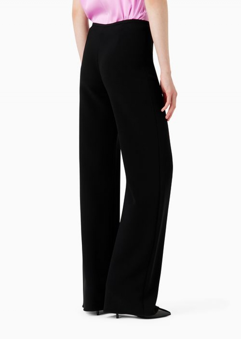 Black Emporio Armani Cady CrêPe Palazzo Trousers | EA-SN56868