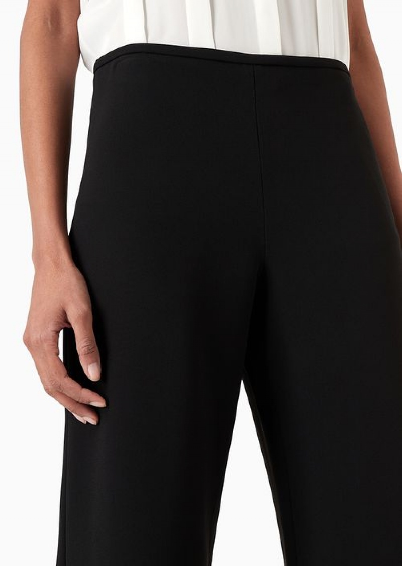 Black Emporio Armani Cady CrêPe Palazzo Trousers | EA-SN56868