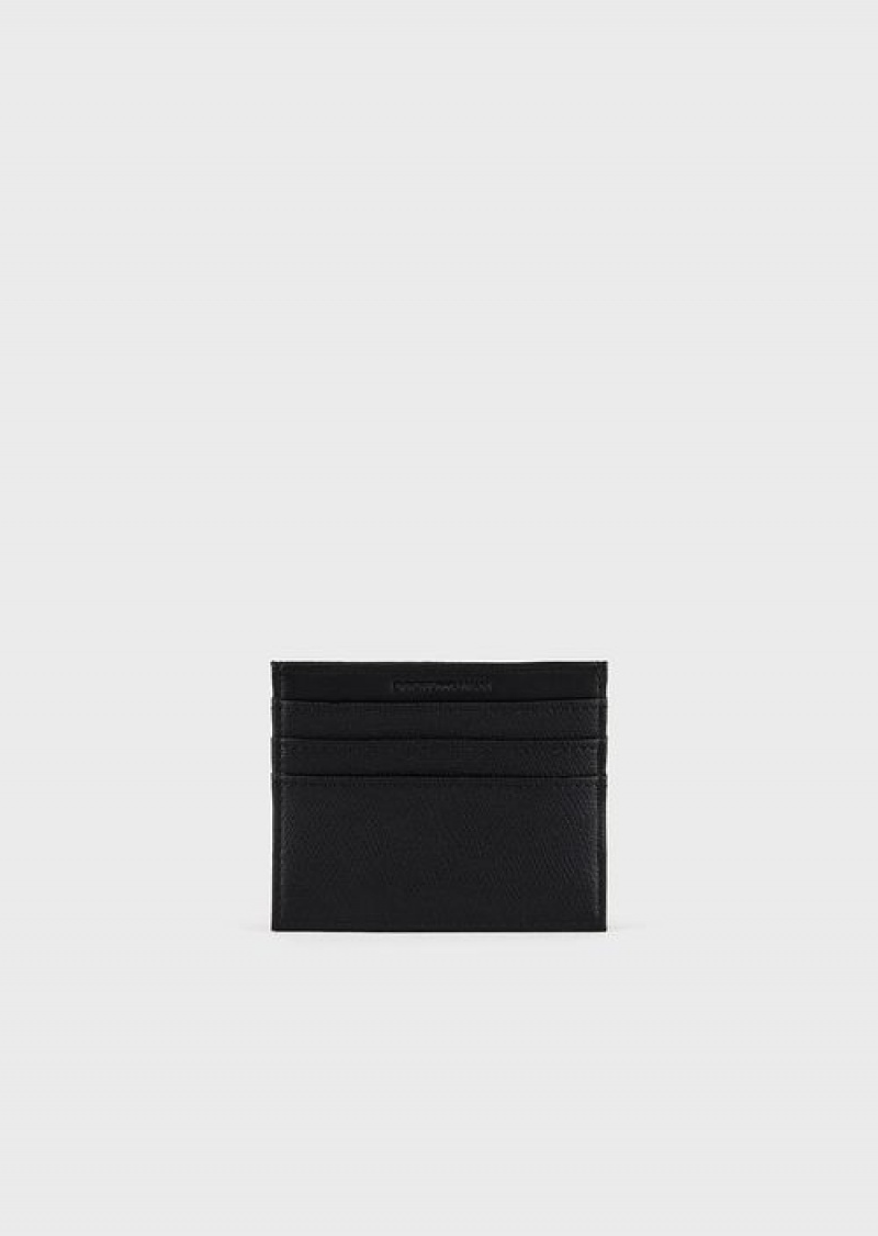 Black Emporio Armani Card Holder With Eagle Plaque | EA-SN59313