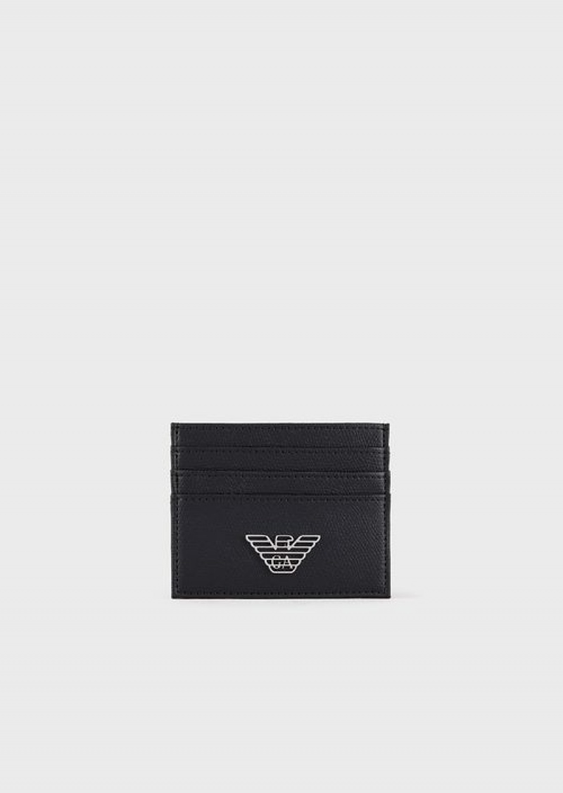 Black Emporio Armani Card Holder With Eagle Plaque | EA-SN59313