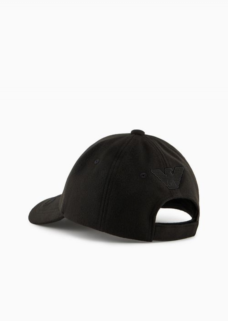 Black Emporio Armani Cloth Baseball Cap With Emporio Armani Milano Embroidery | EA-SN59170