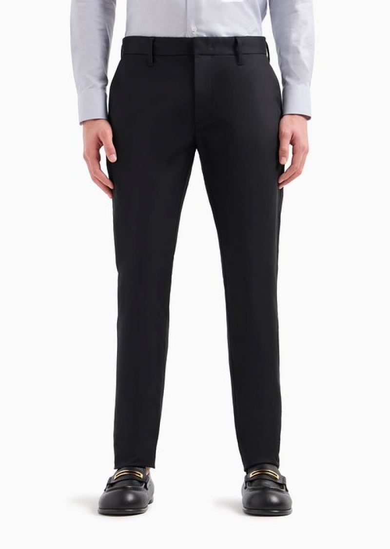 Black Emporio Armani Comfort-gabardine Chinos | EA-SN58404