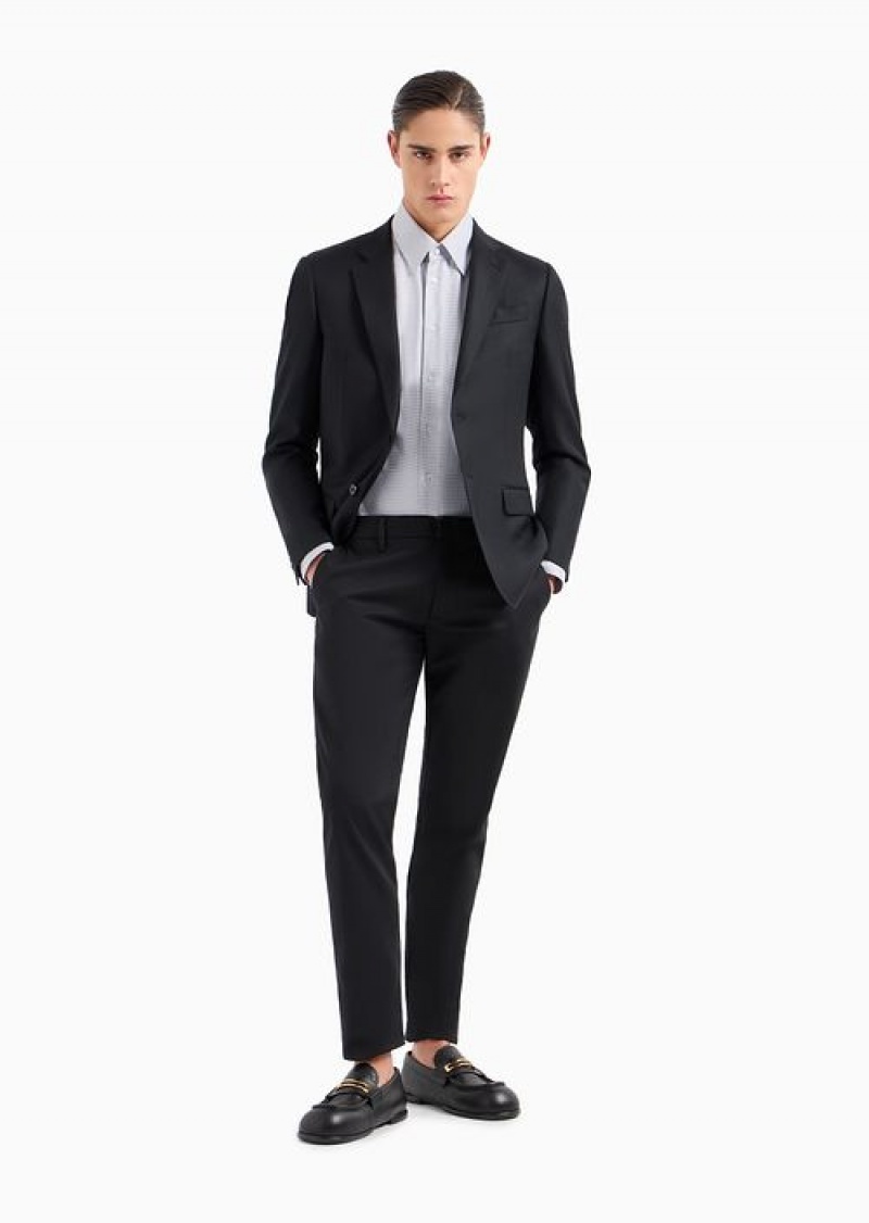 Black Emporio Armani Comfort-gabardine Chinos | EA-SN58404