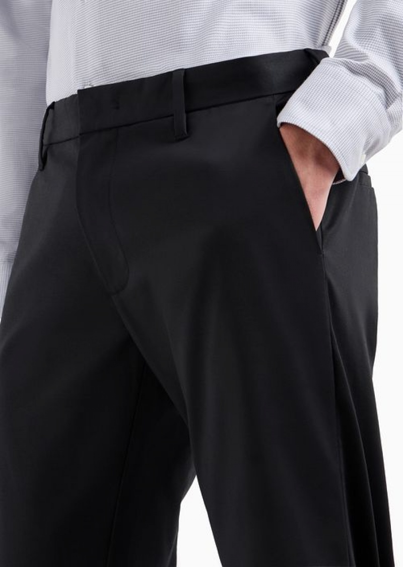 Black Emporio Armani Comfort-gabardine Chinos | EA-SN58404