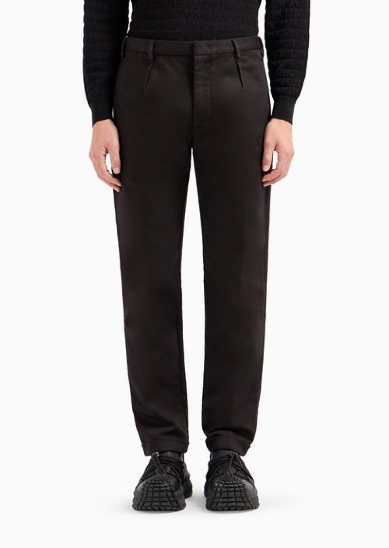 Black Emporio Armani Compact Cotton Chinos | EA-SN58390