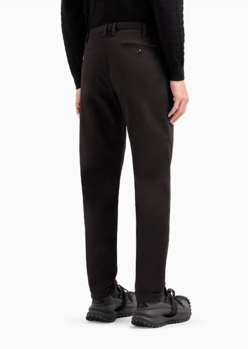 Black Emporio Armani Compact Cotton Chinos | EA-SN58390