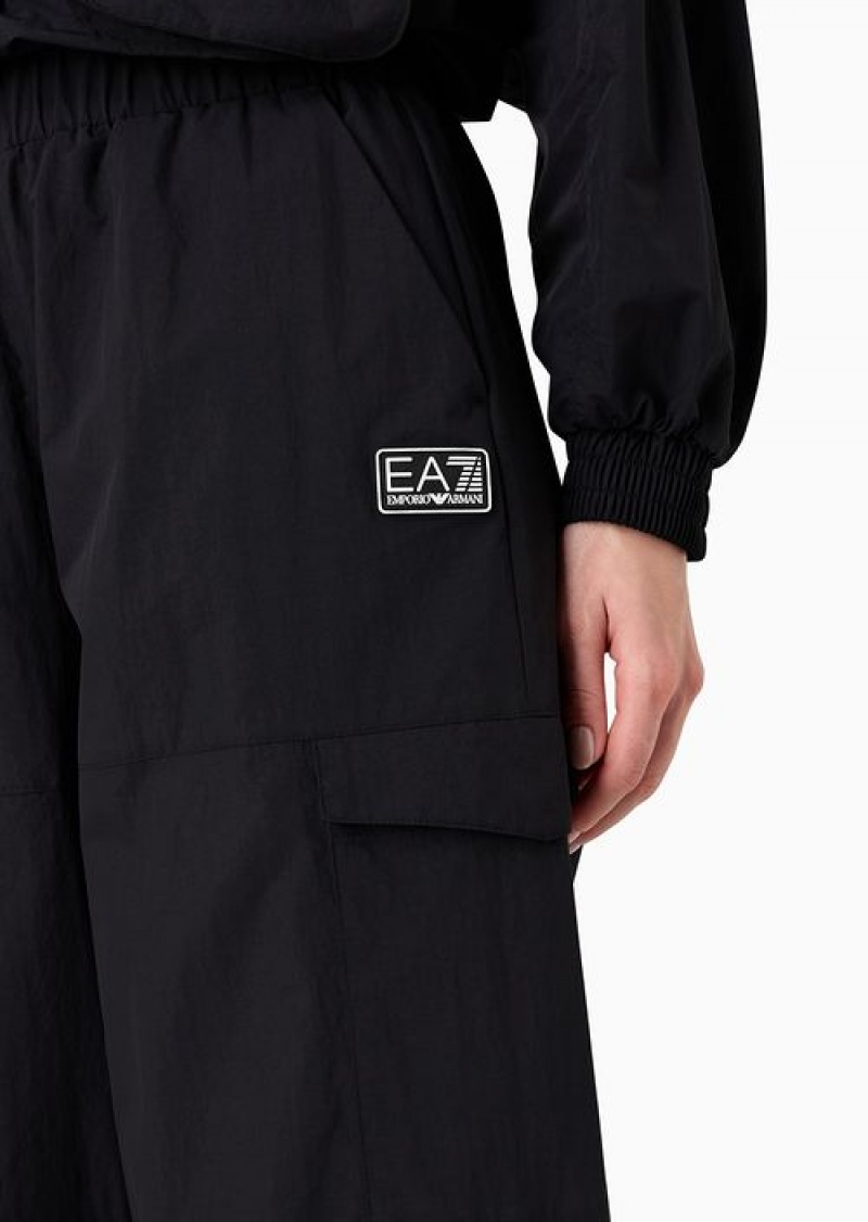 Black Emporio Armani Contemporary Sport Nylon Cargo Trousers | EA7-SN59572