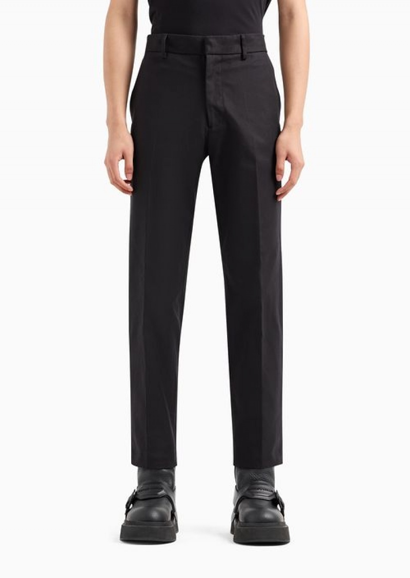 Black Emporio Armani Cotton Gabardine Chinos | EA-SN58274